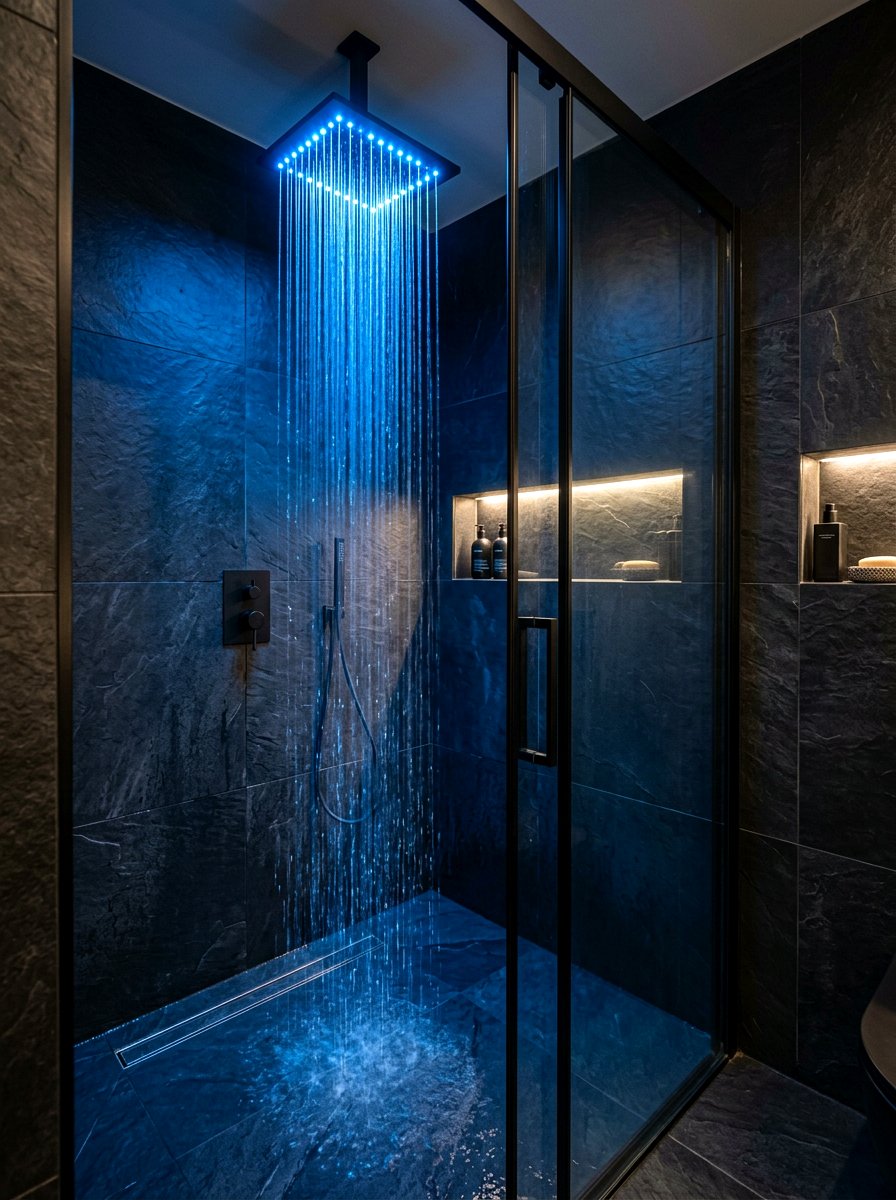 LED Rain Shower - 30 rain head shower bathroom ideas
