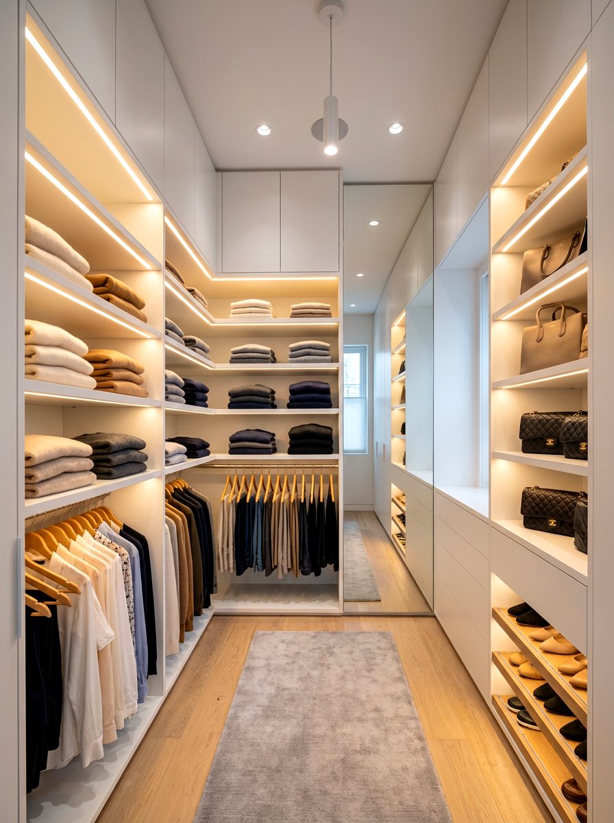 LED Shelf Lighting - 30 boutique closet ideas