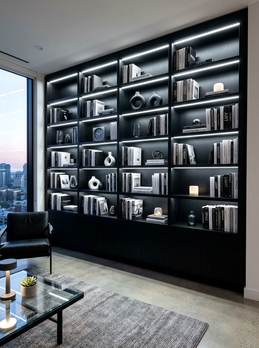LED Shelf Lighting - 30 bookcase decor ideas