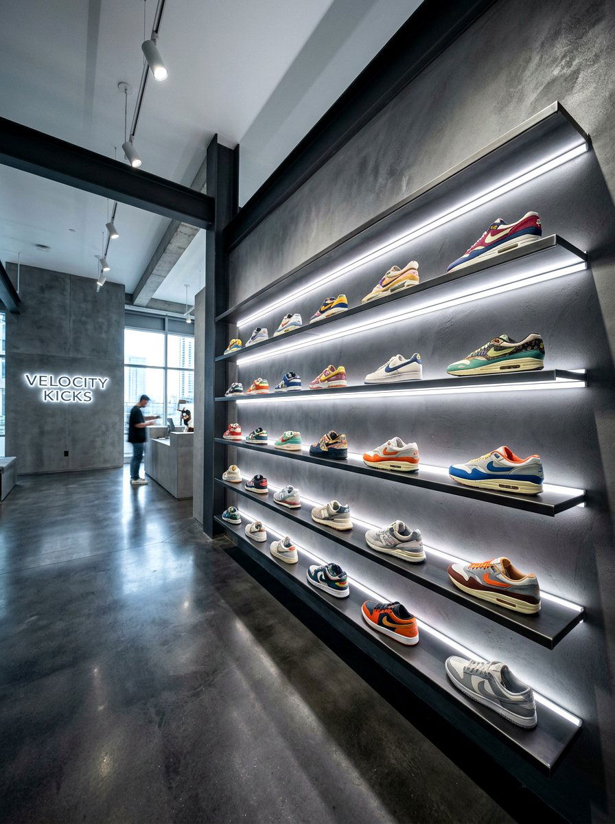 LED Shoe Display - 30 shoe wall storage ideas