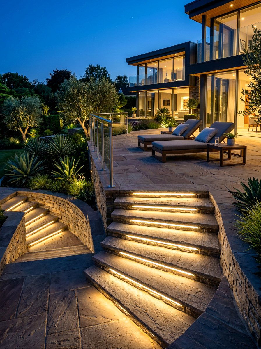 LED Step Lighting Patio - 30 starlit patio ideas
