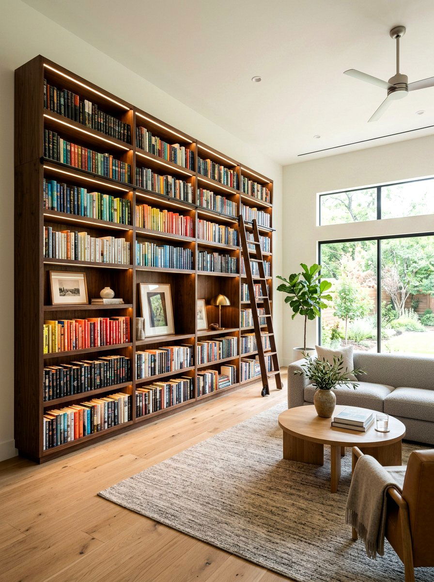 LED Strip Bookshelf - 30 bookshelf lighting ideas