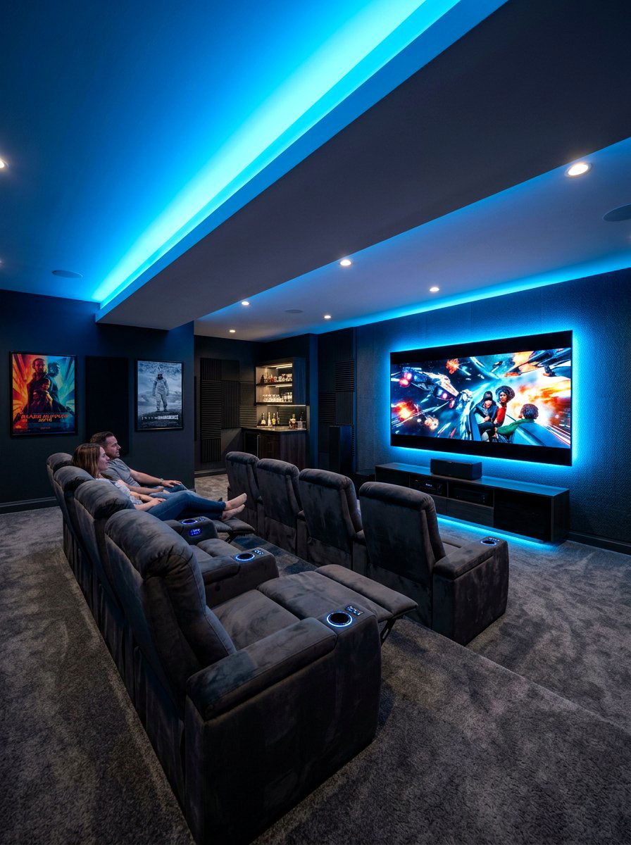 LED Strip Lighting - 30 dark basement lighting ideas