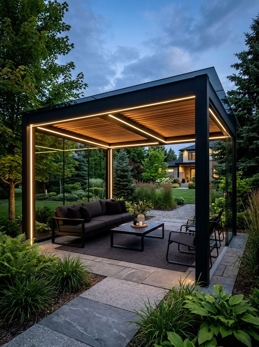 LED Strip Lights Gazebo - 30 gazebo lighting ideas