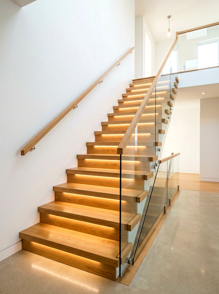 LED Strip Under Treads - 30 staircase lighting ideas