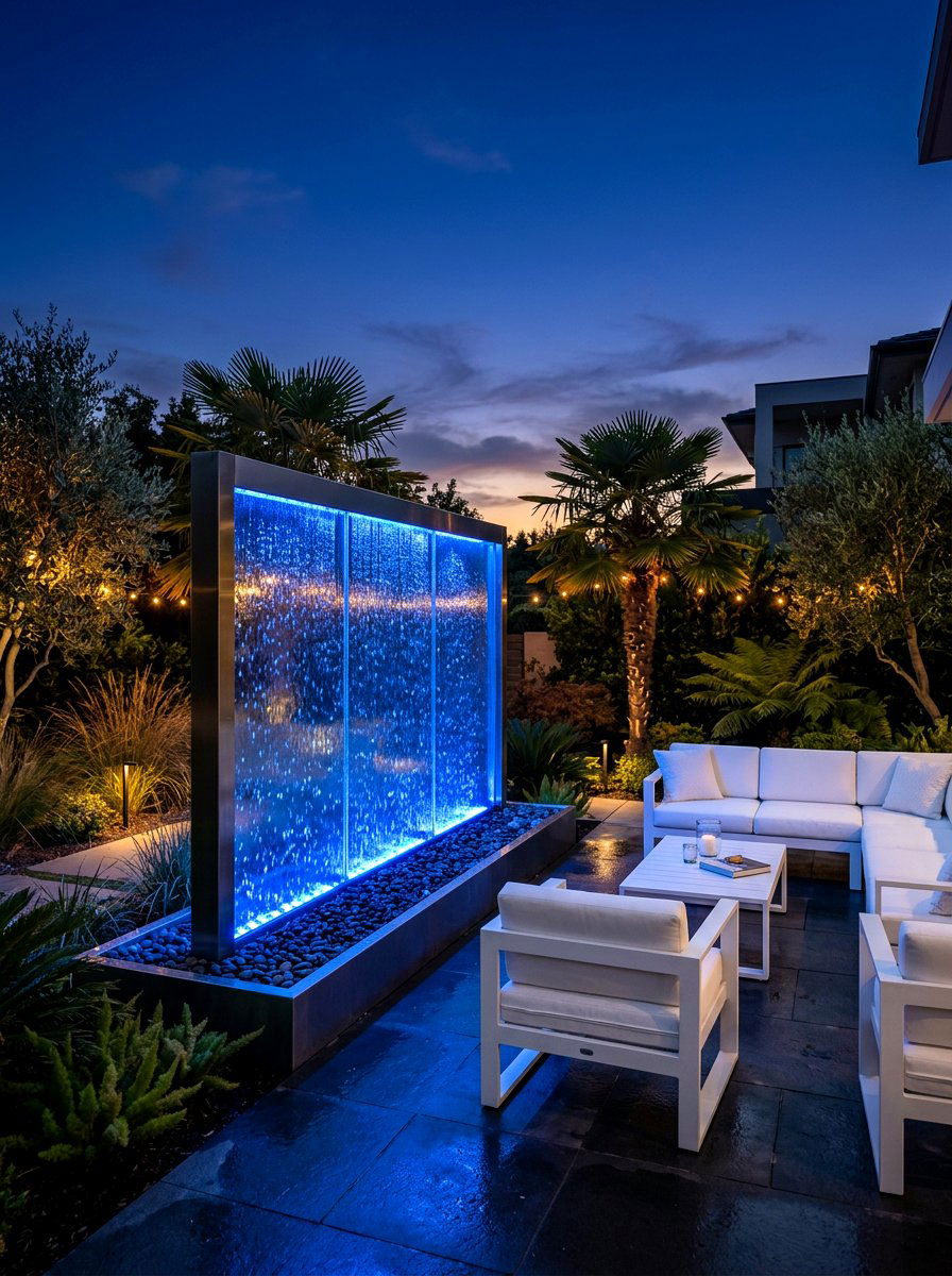 LED fountain - 30 patio fountain ideas