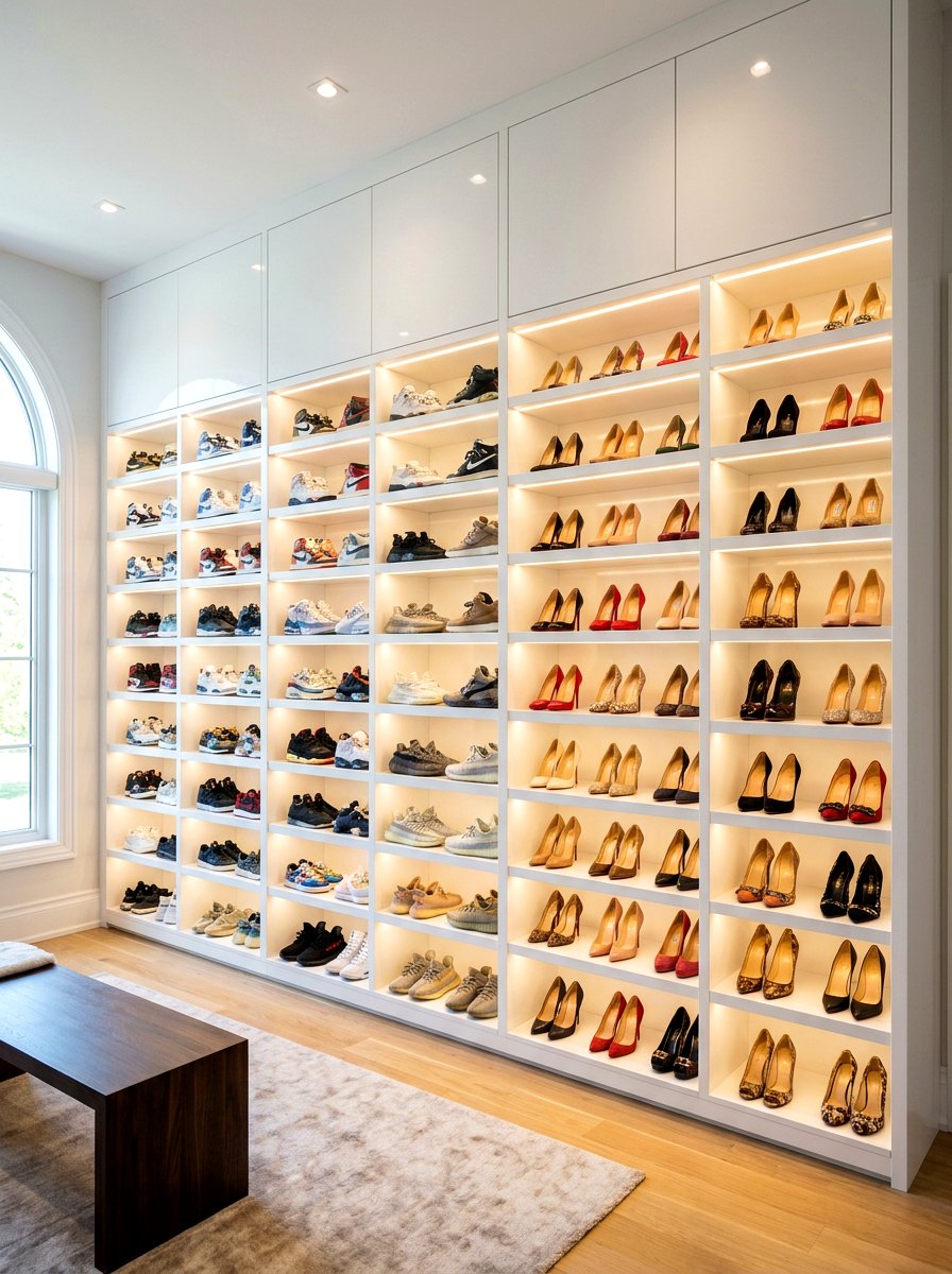 LED shelf lighting - 30 closet lighting ideas