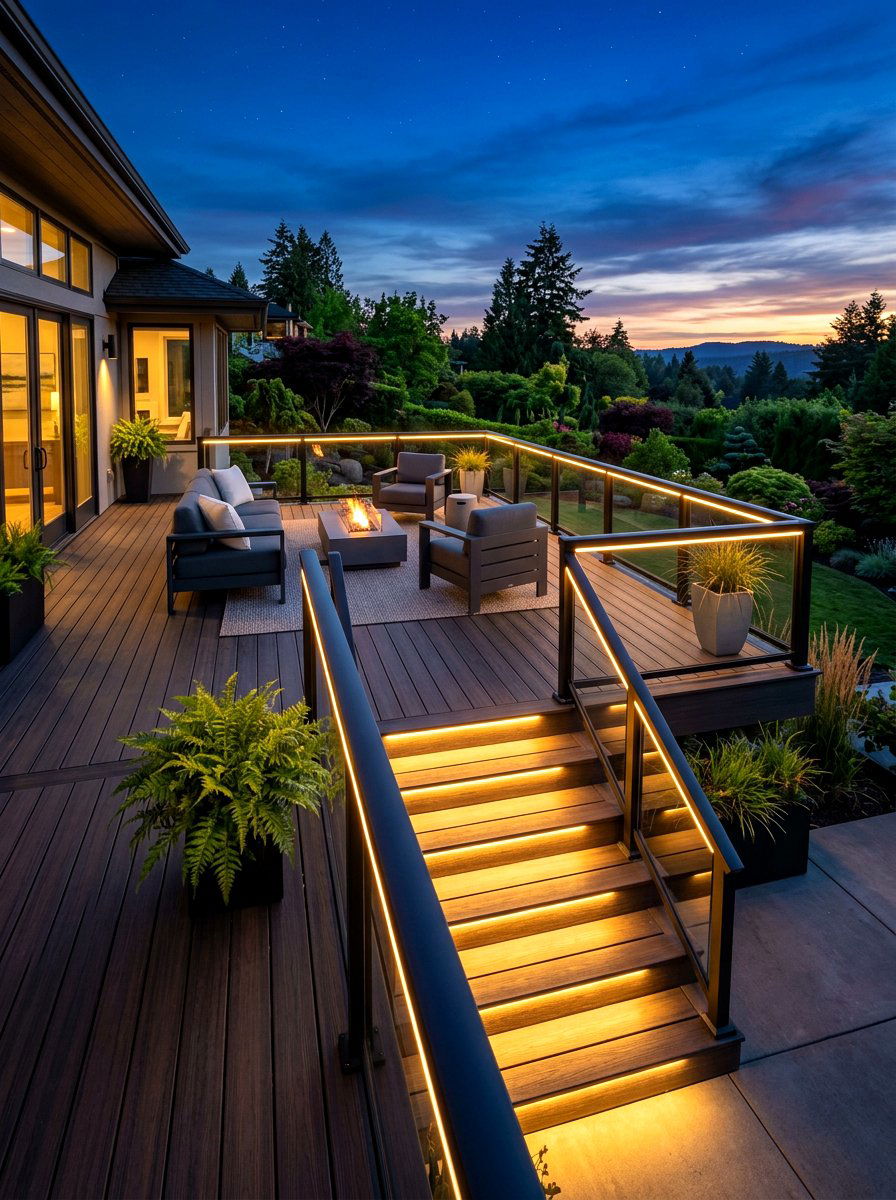 LED strip deck lighting - 30 outdoor lighting ideas