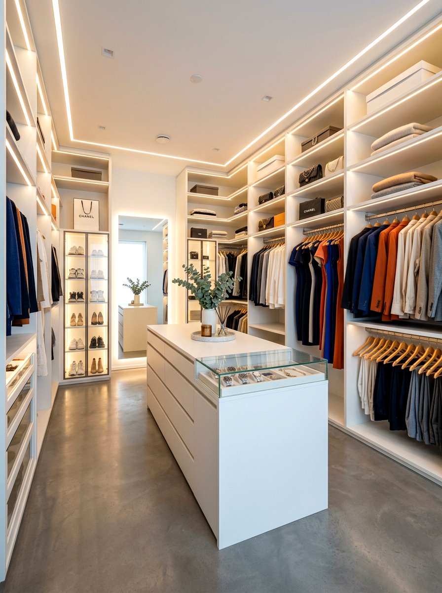 LED strip light closet - 30 closet lighting ideas