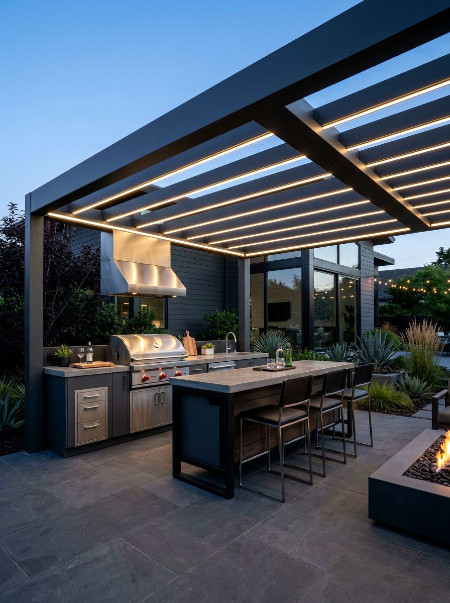 LED strip lighting pergola - 30 pergola lighting ideas