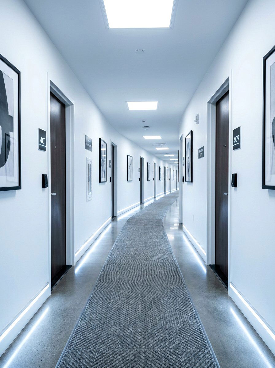 LED strip lights for hallway - 30 narrow rental hallway ideas