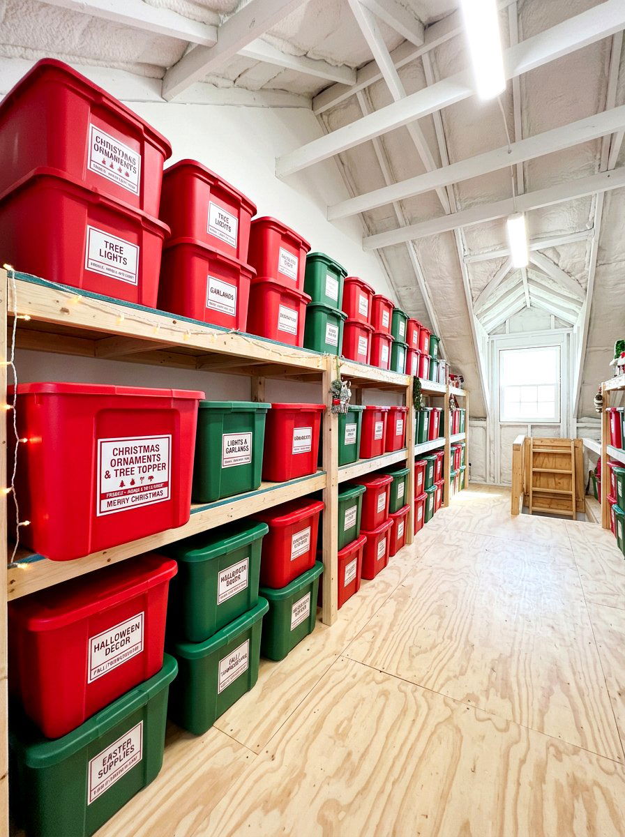 Labeled Holiday Box - 30 attic storage ideas
