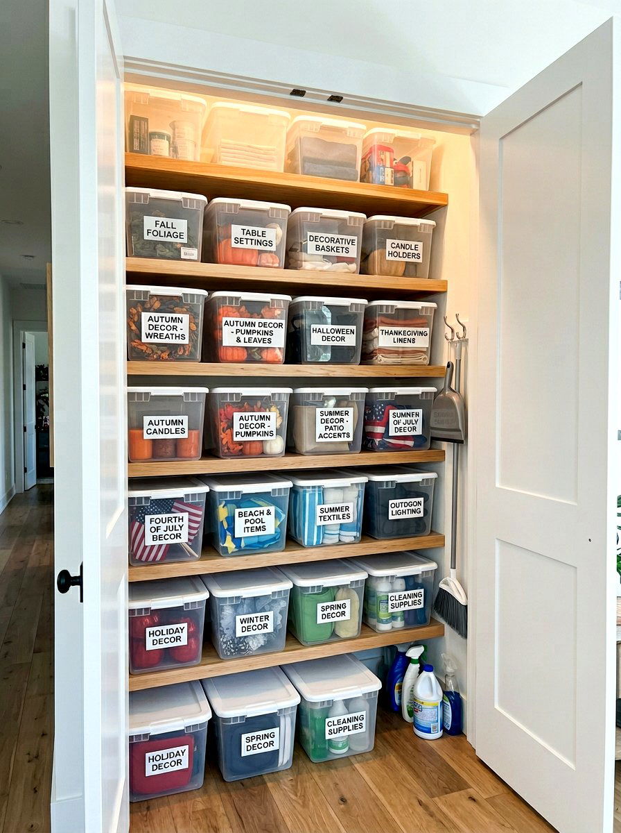 Labeled Tote System - 30 seasonal decor storage ideas