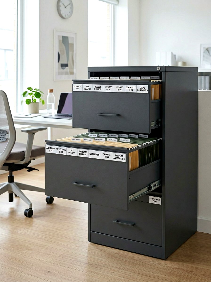 Labeled filing system - 30 paper clutter organization ideas