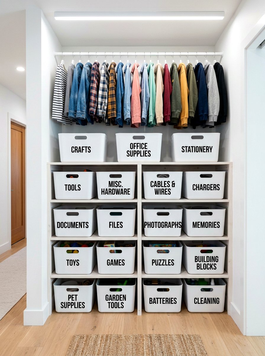 Labelled Bin Closet - 30 kids closet ideas
