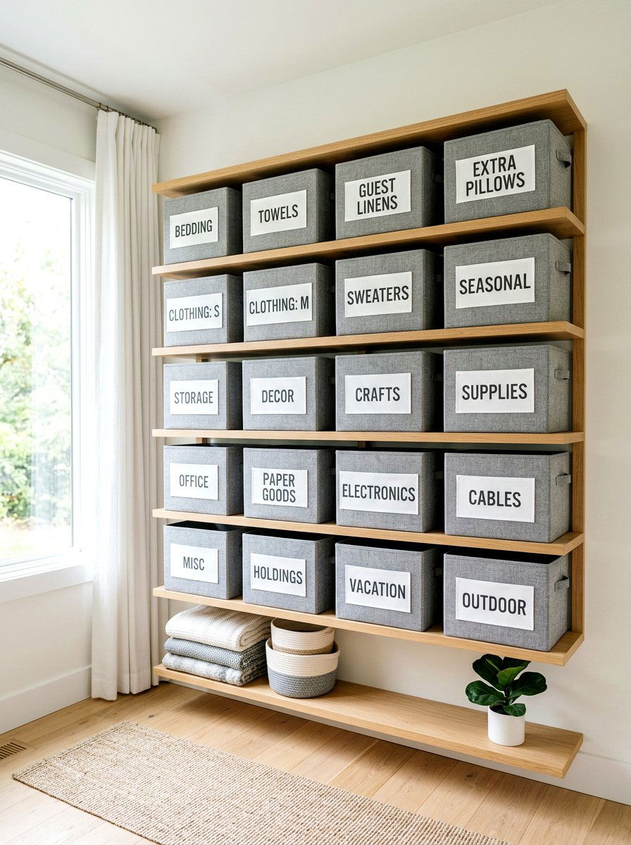 Labelled Fabric Bin - 30 minimal closet organization ideas