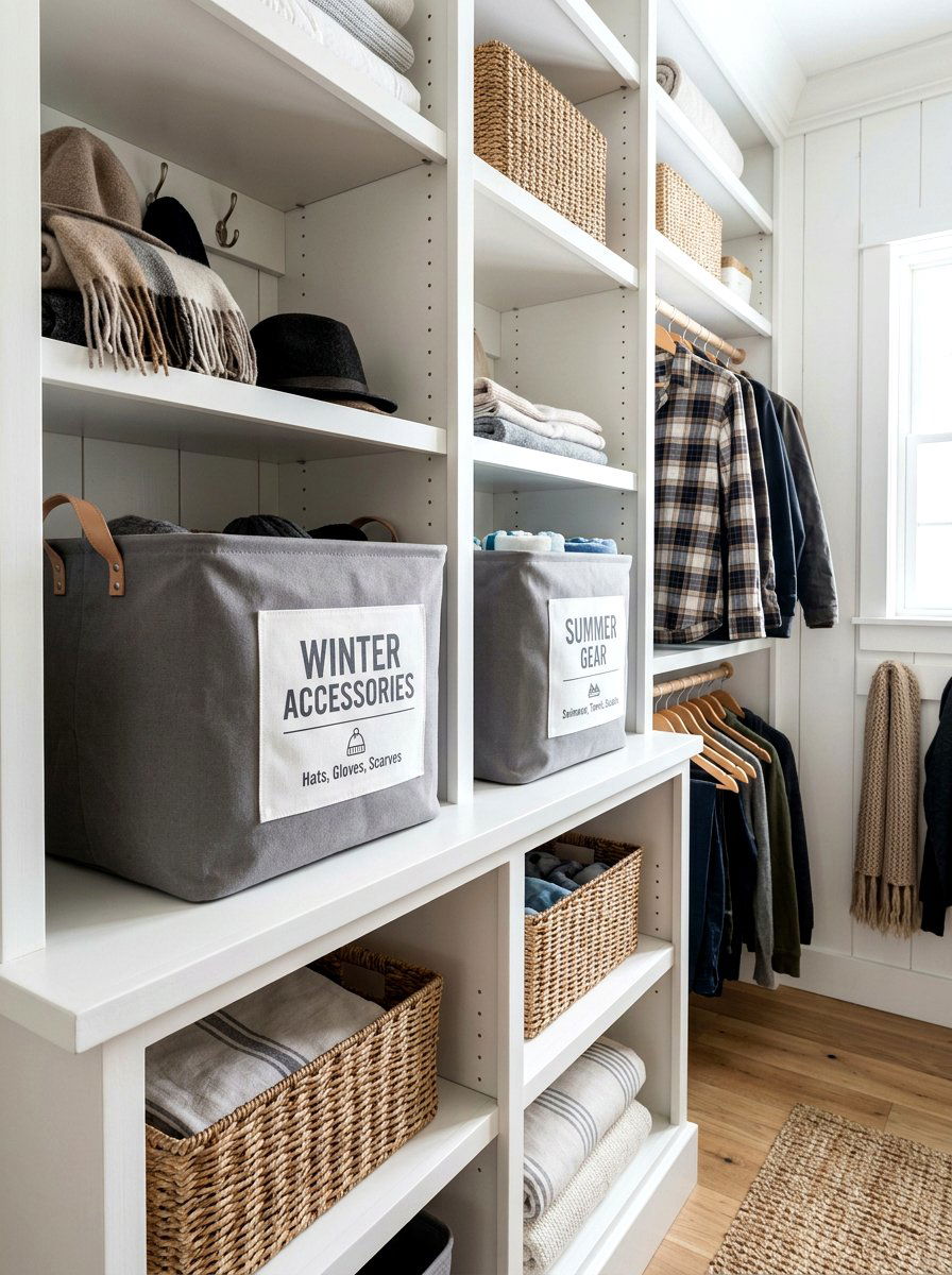 Labelled Fabric Bin - 30 closet organization ideas