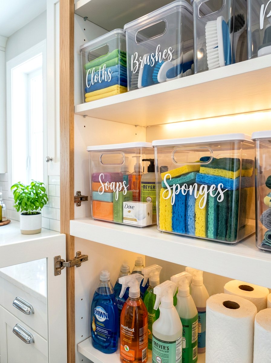 Labelled Plastic Storage Bin - 30 under sink storage rental ideas