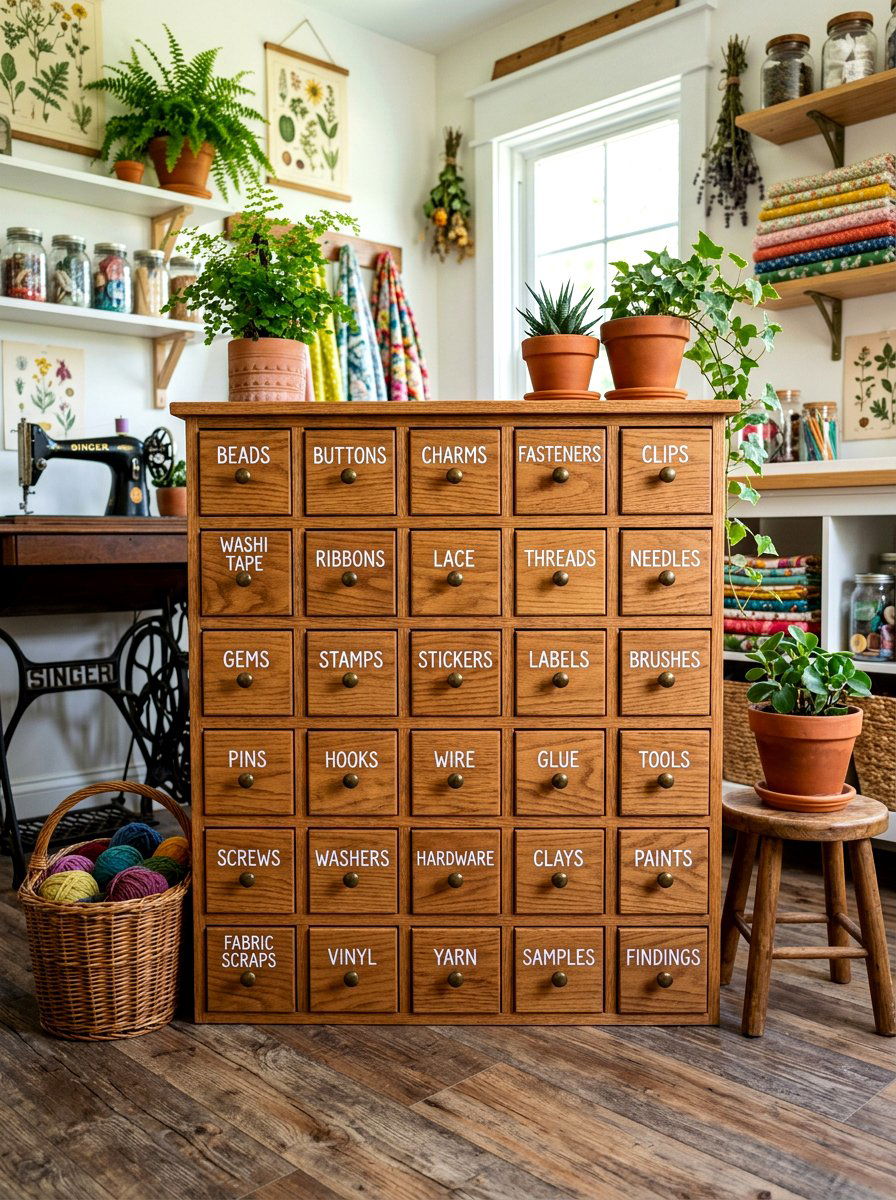 Labelled drawer unit - 30 potting shed storage ideas