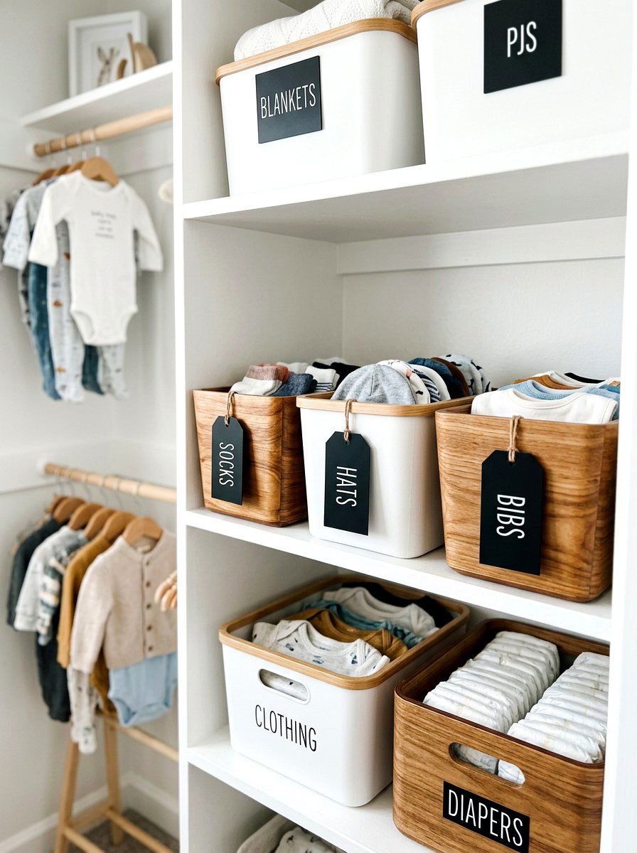 Labels For Baby Bins - 30 nursery closet ideas