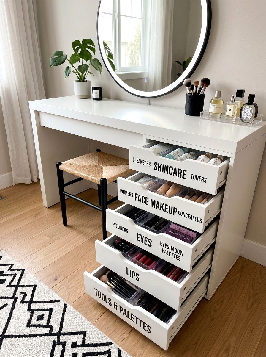 Labels for vanity drawers - 30 vanity drawer organization ideas