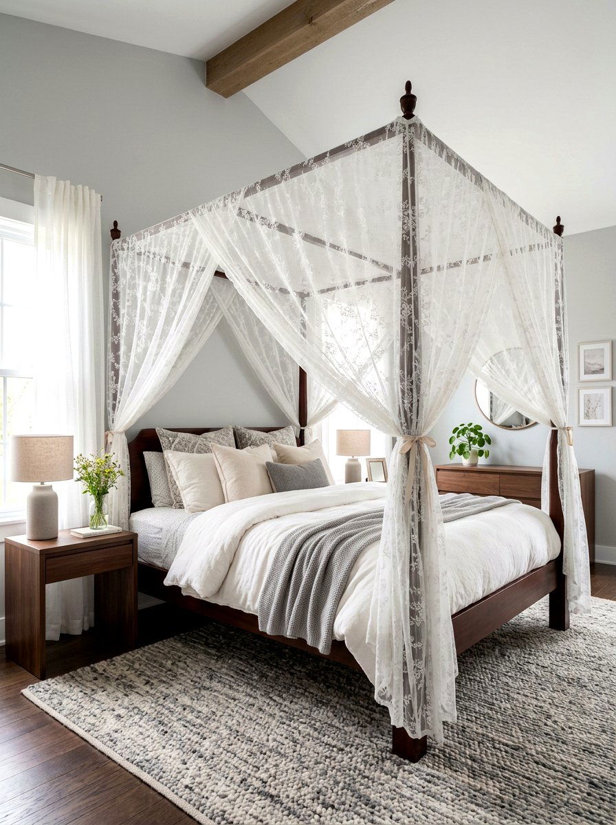 Lace Canopy Bed - 30 lace bedroom decor ideas