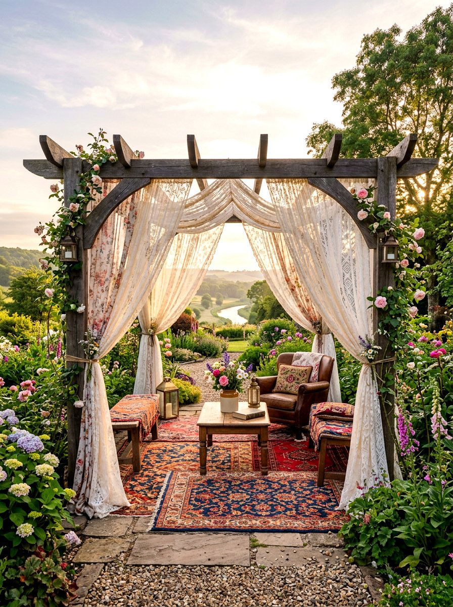 Lace Curtain Gazebo - 30 budget gazebo ideas