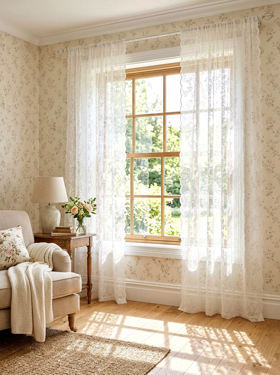 Lace Curtain Window Treatment - 30 grandmother bedroom ideas