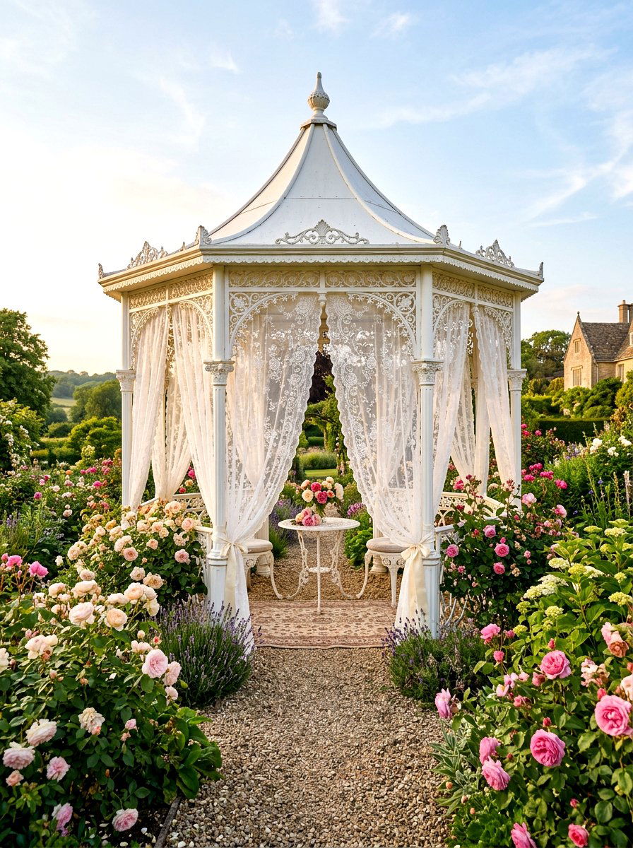 Lace Gazebo Curtain - 30 gazebo curtain ideas