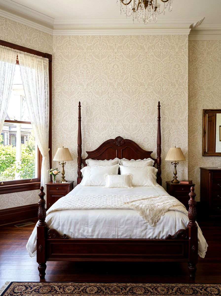 Lace Pattern Wallpaper - 30 lace bedroom decor ideas