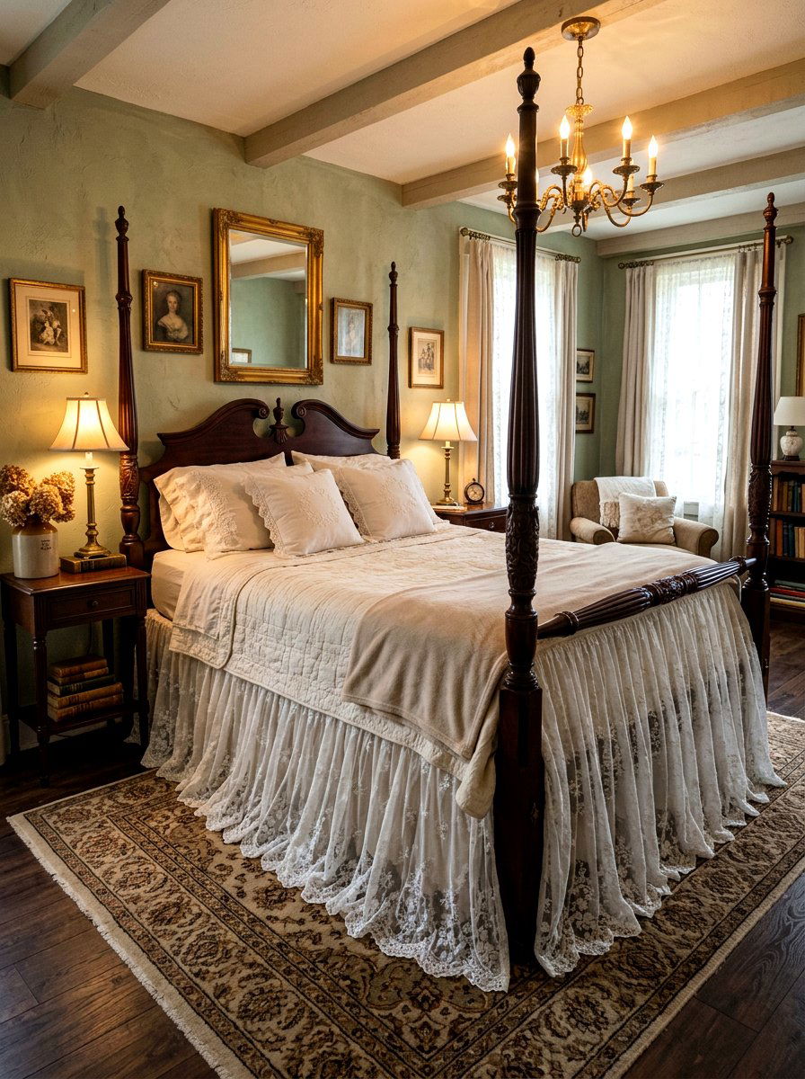 Lace Skirted Bed - 30 skirted bed ideas