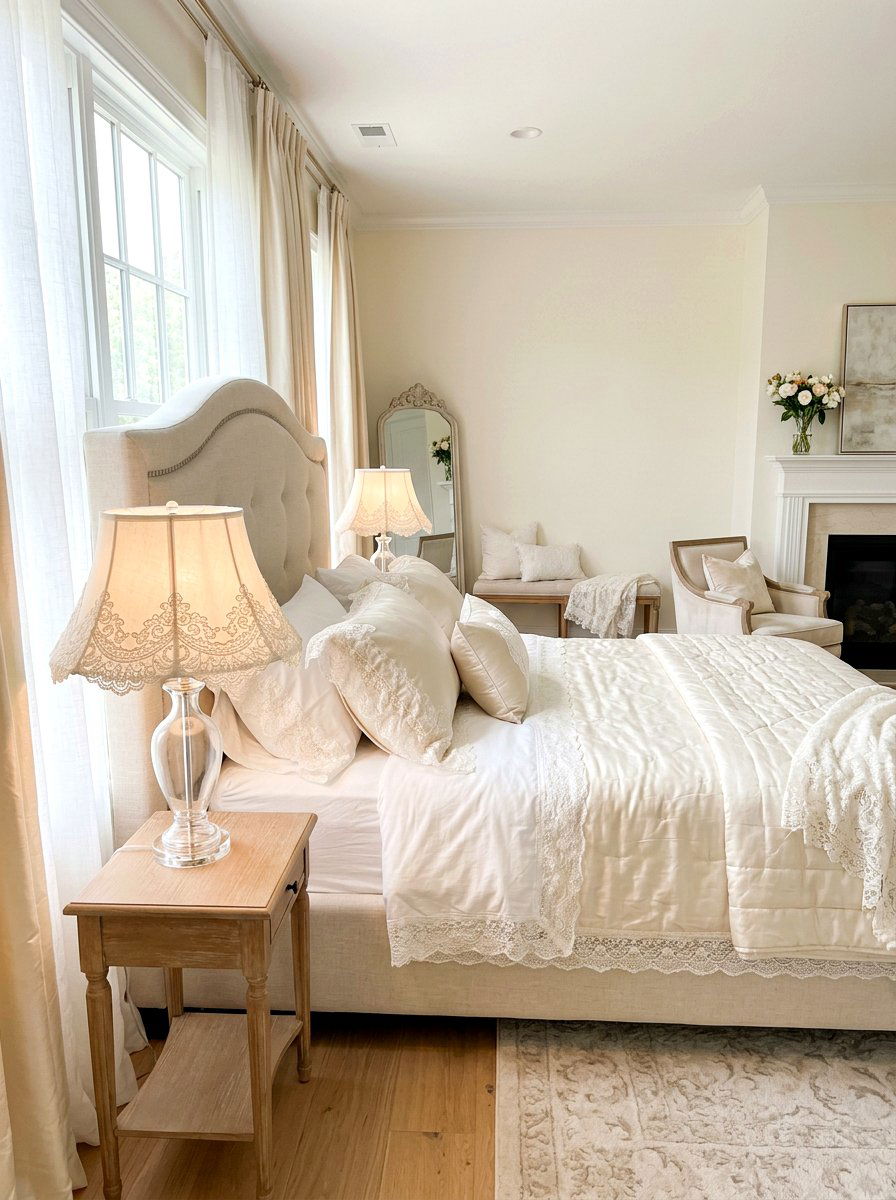 Lace Trim Lampshade - 30 frilly lampshade ideas