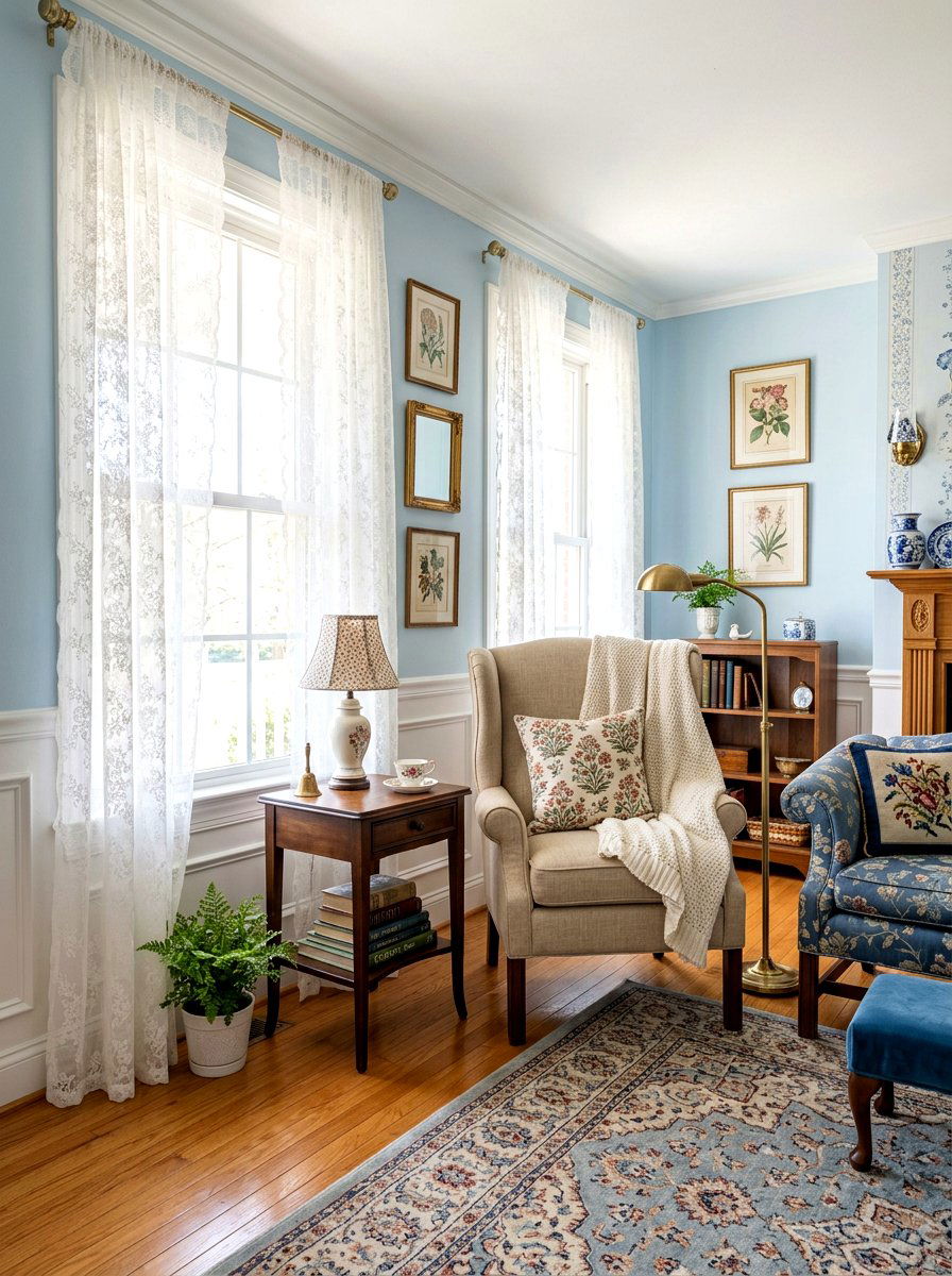 Lace Window Curtains - 30 grandma chic decor ideas