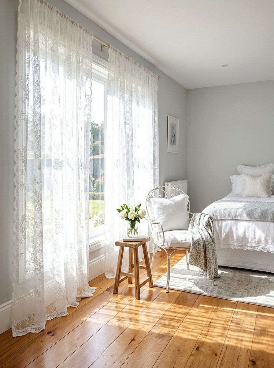 Lace Window Curtains - 30 frilly bedroom ideas