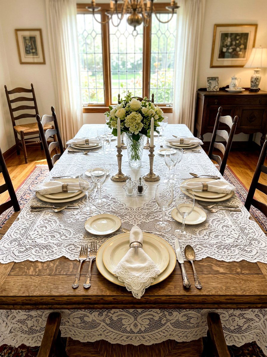 Lace tablecloth dining - 30 Paris cafe dining room ideas