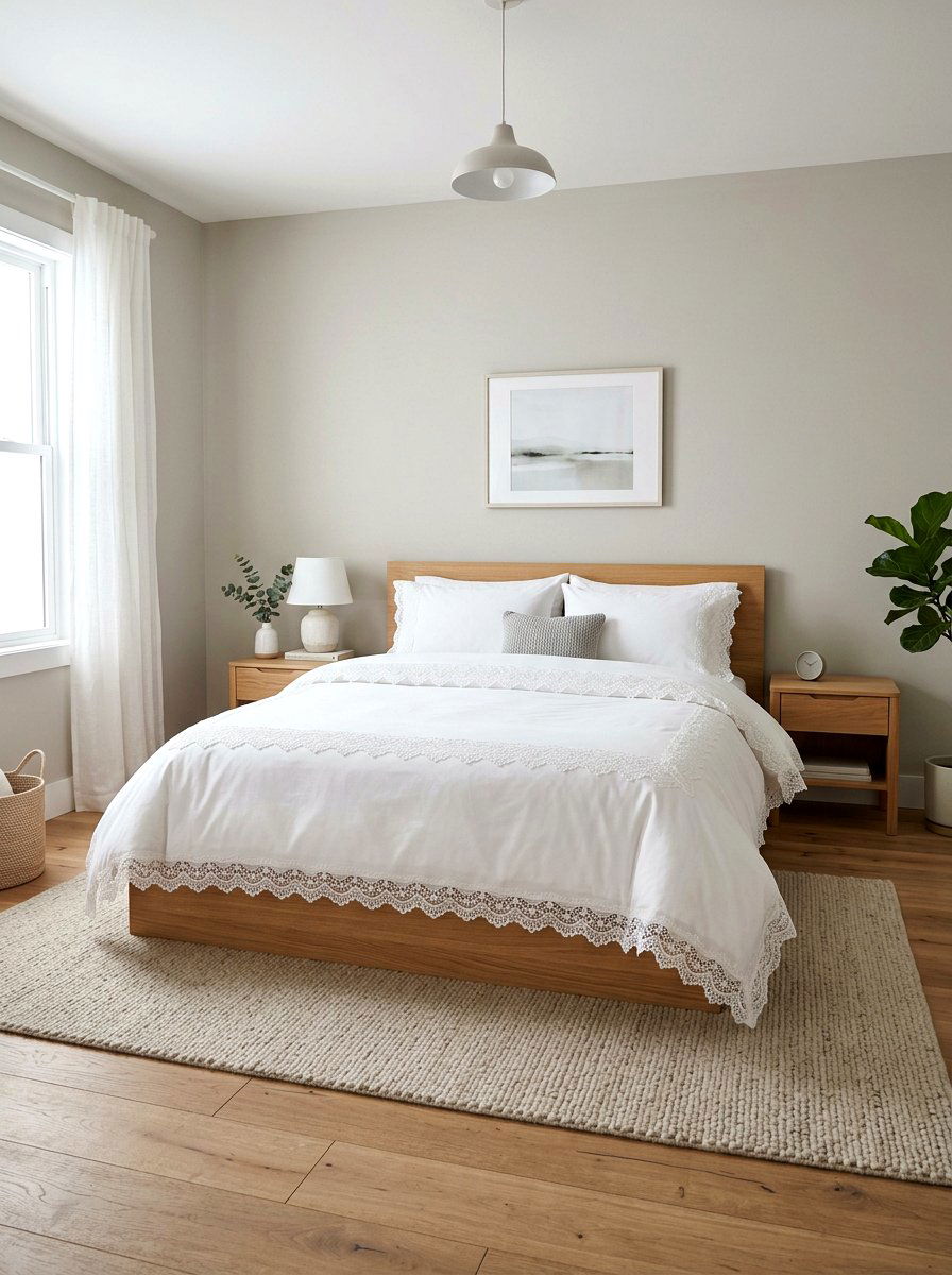 Lace trim duvet cover - 30 cottage lace bedroom ideas