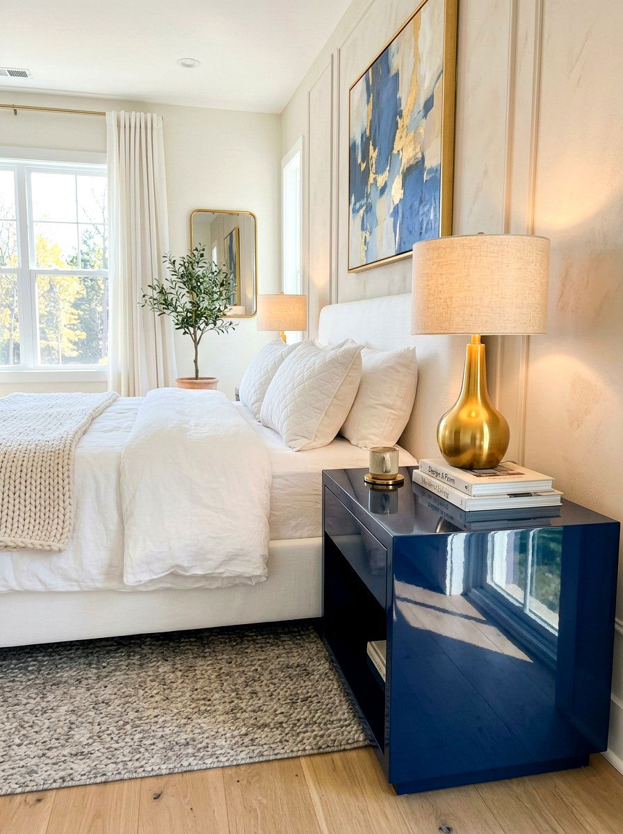Lacquer bedside table - 30 neo deco bedroom ideas