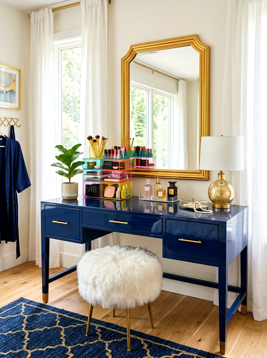 Lacquered Furniture Vanity - 30 preppy home decor ideas