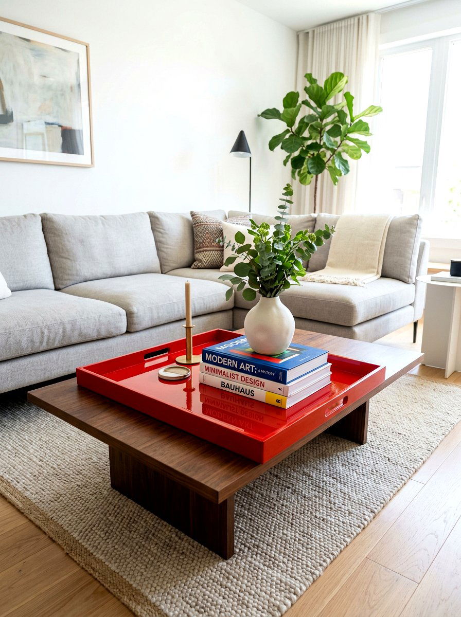 Lacquered Red Tray - 30 cherry red table decor ideas