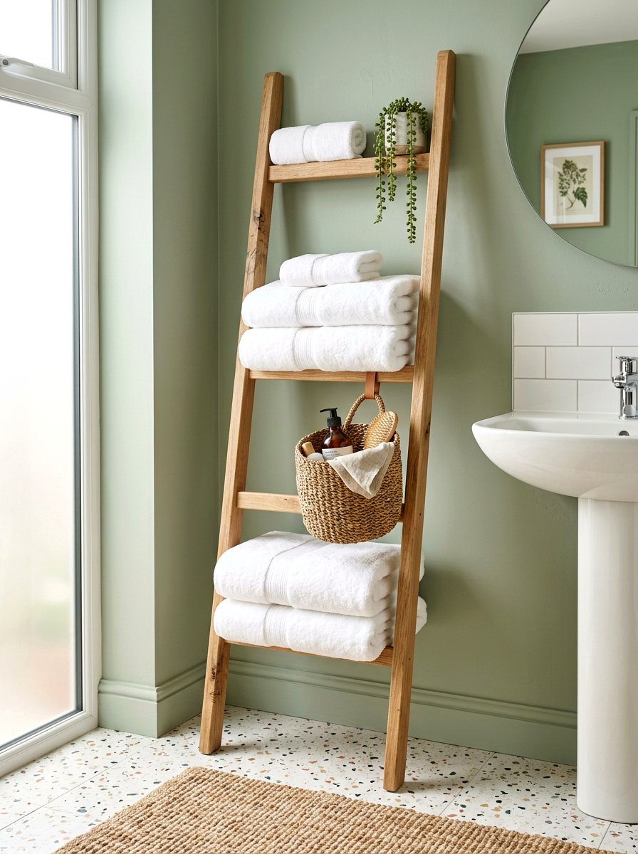 Ladder Bathroom Towel Shelf - 30 spa shelf bathroom ideas