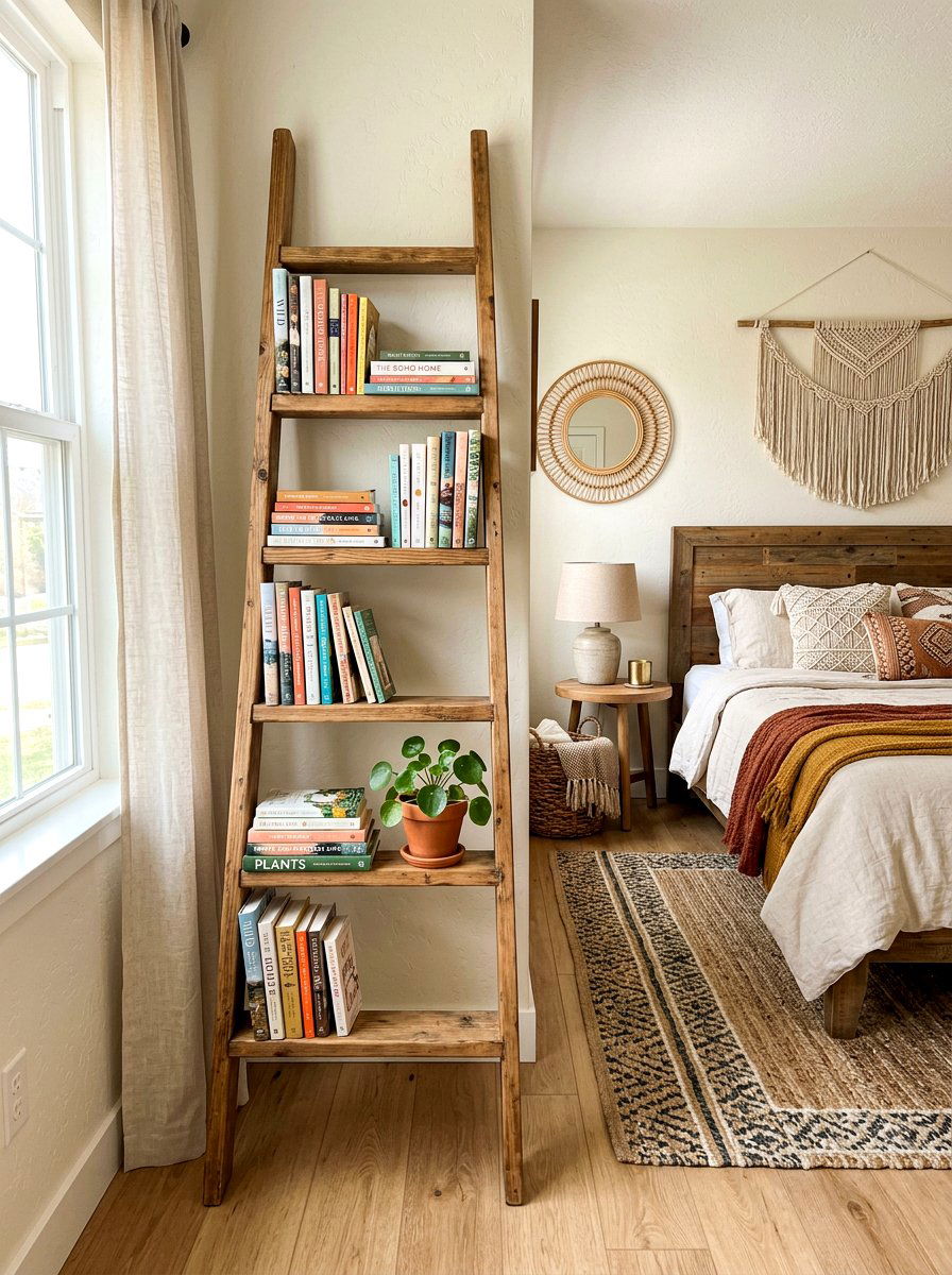 Ladder Book Display - 30 stacked books decor ideas