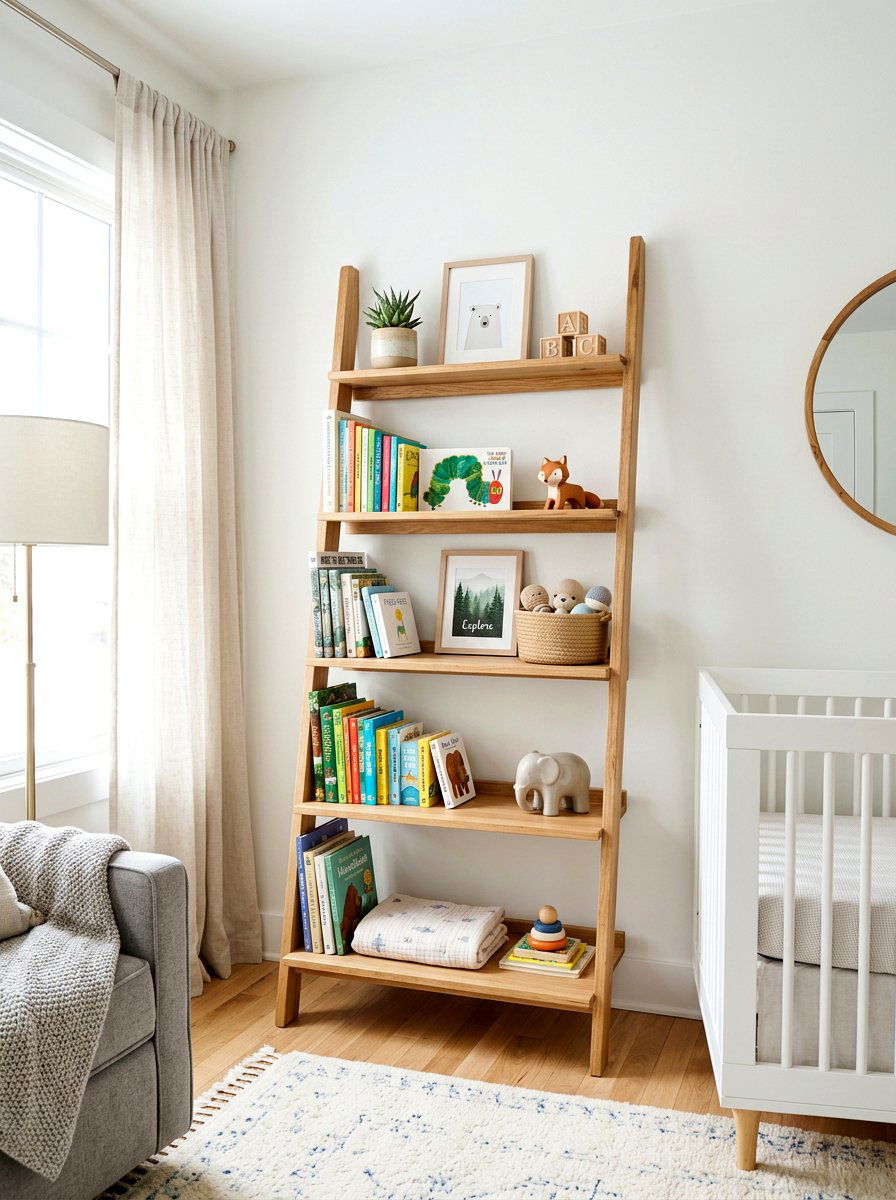 Ladder Book Shelf - 30 nursery book display ideas