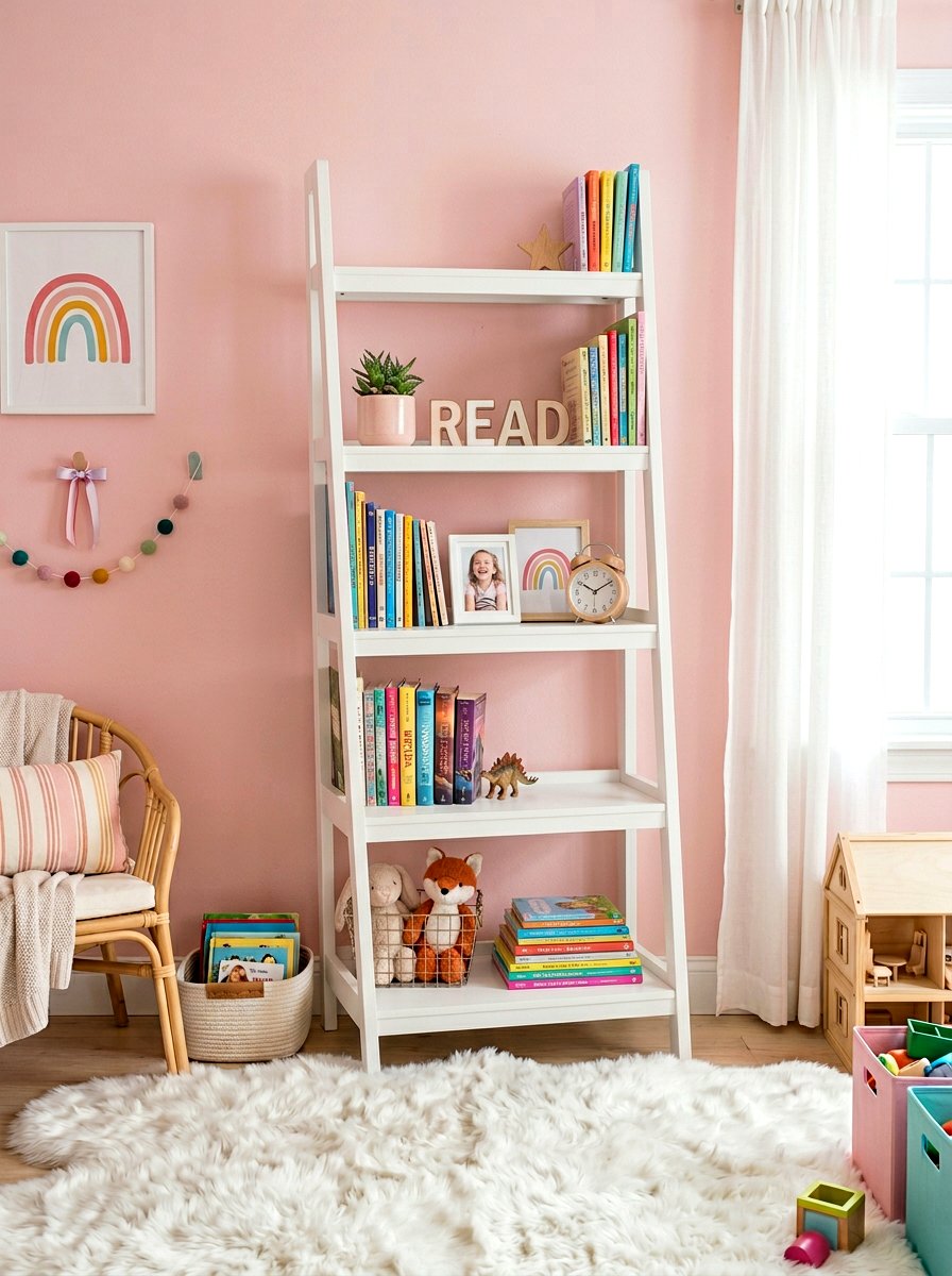 Ladder Bookshelf - 30 playroom bookshelf ideas