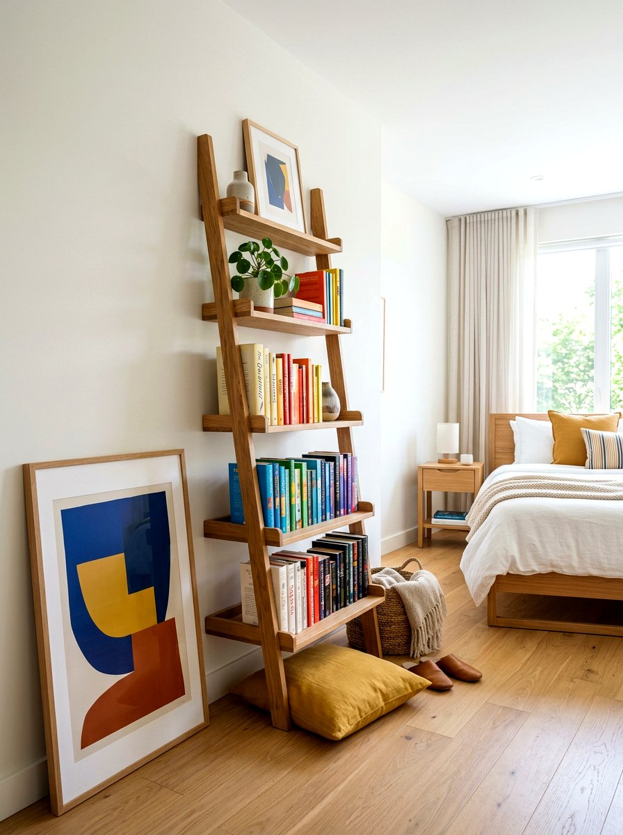 Ladder Bookshelf - 30 library kids room ideas
