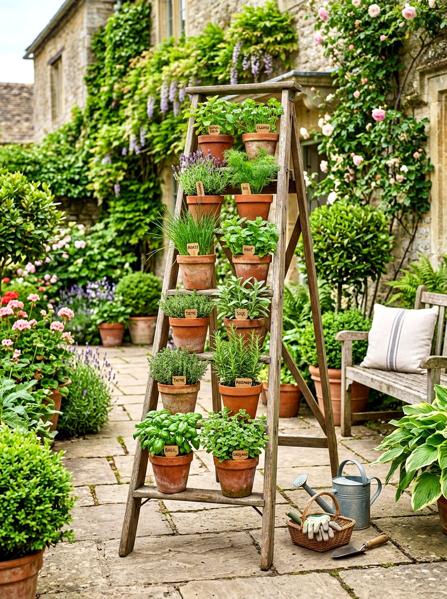 Ladder Herb Garden - 30 courtyard herb garden ideas