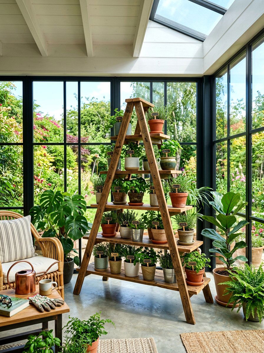 Ladder Herb Garden - 30 herb planter ideas