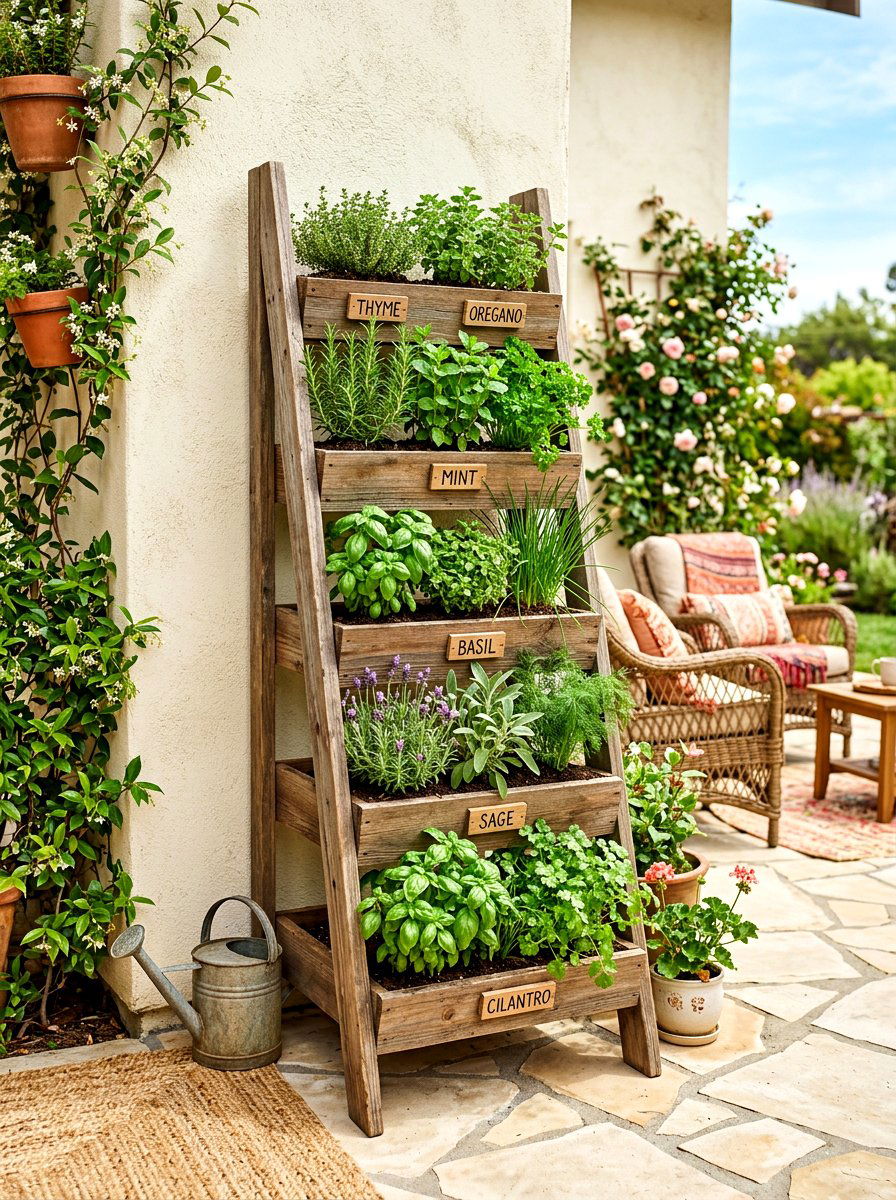 Ladder Herb Planter - 30 kitchen garden ideas