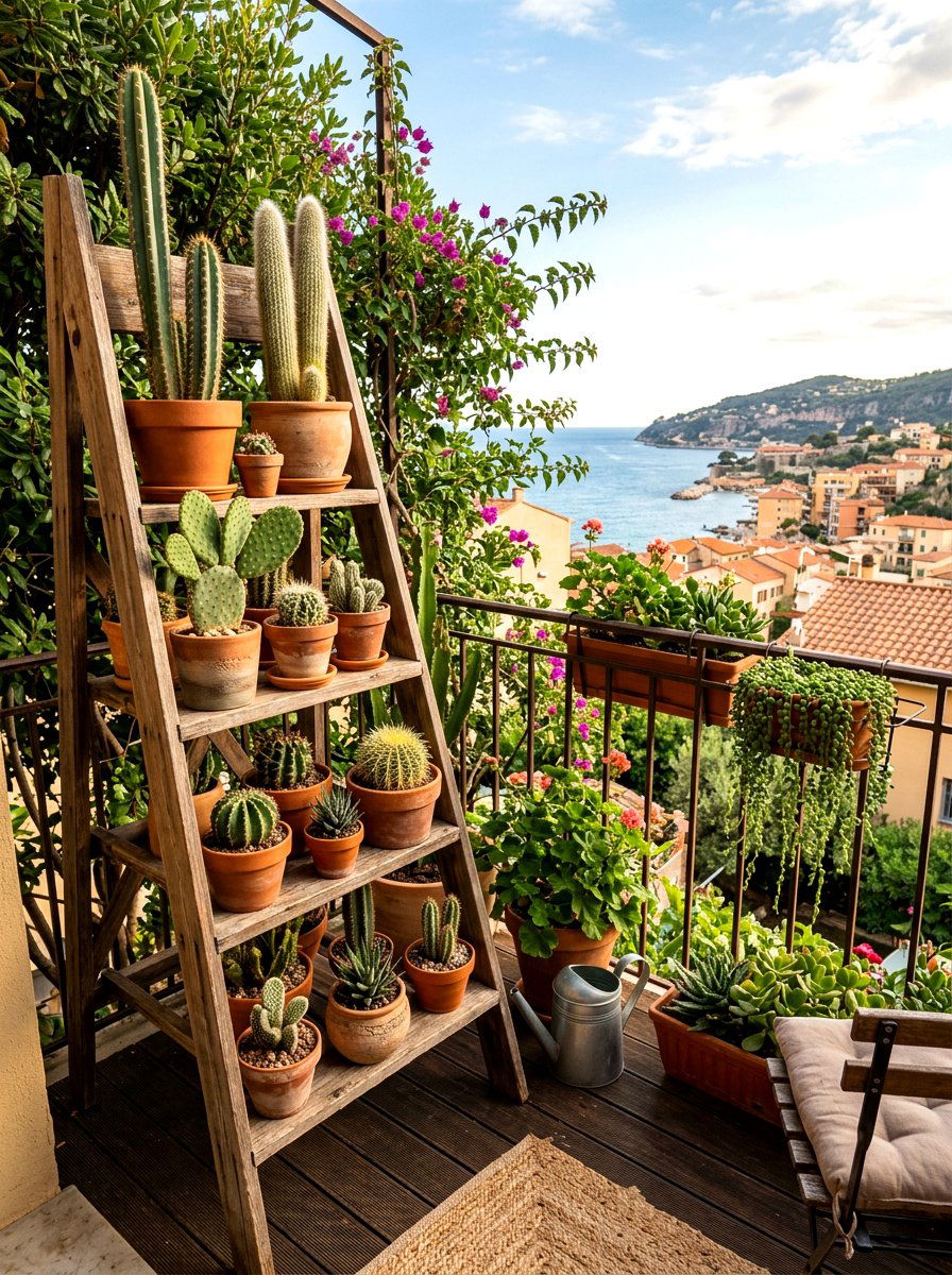 Ladder Plant Stand - 30 cactus shelf ideas