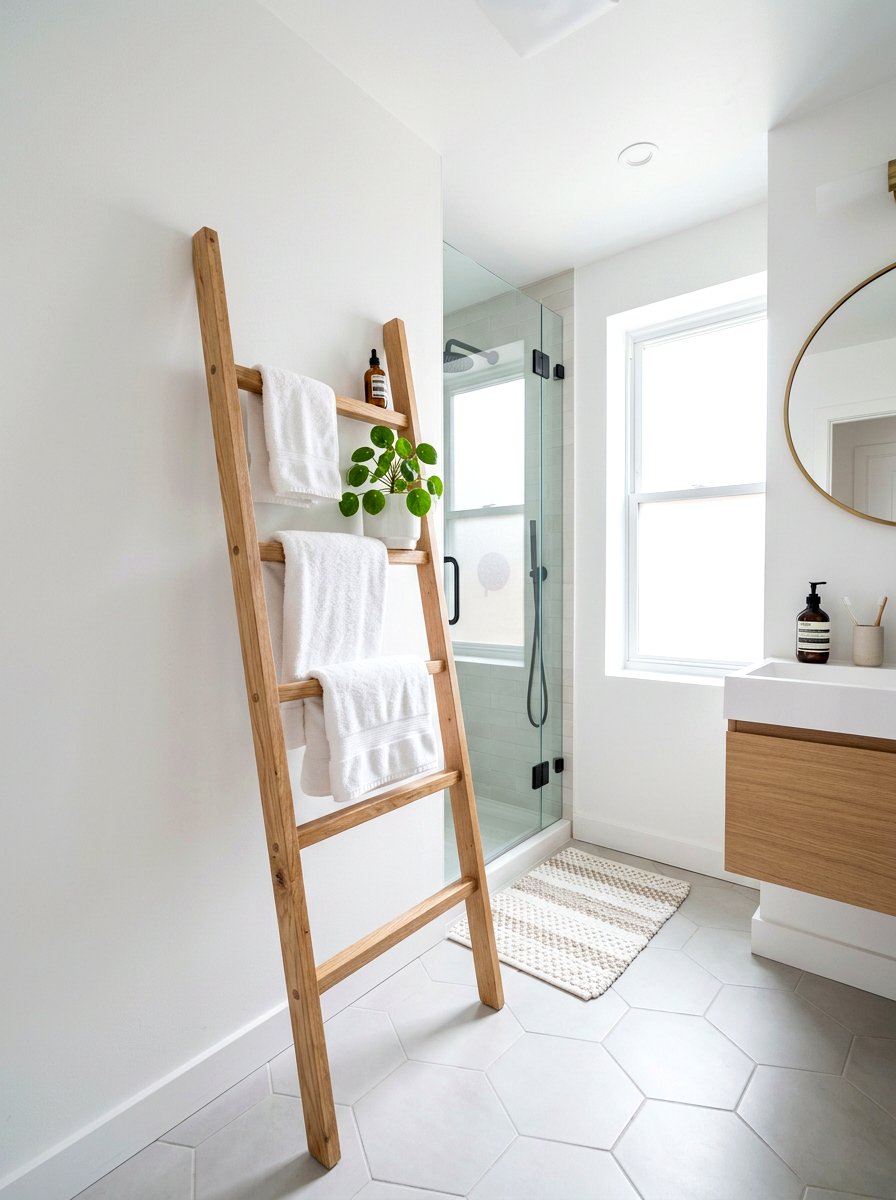 Ladder Rack - 30 micro apartment decor ideas
