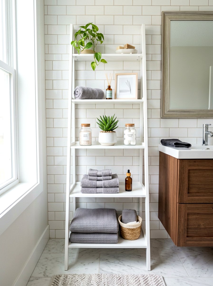 Ladder Shelf Decor - 30 tiny apartment decor ideas